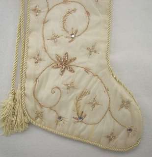 Beautiful Cream Beige Sheer Organza Christmas Stocking  