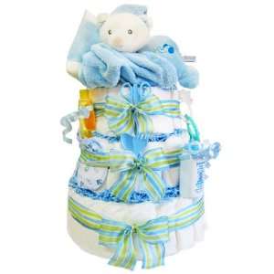 Sleepy Bear New Baby Shower Diaper Cake for Boys   Great Centerpiece 