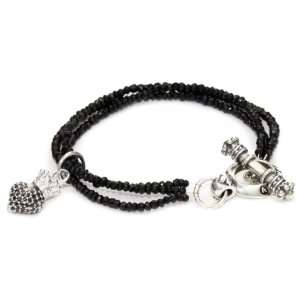  Queen Baby 3 Strand Black Spinel Bracelet with Pave Black 
