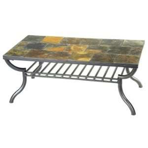  Slate Tile Coffee Table with Iron Legs