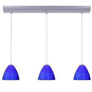   Nickel Mia Contemporary / Modern Three Light Pendant with Blue Clo