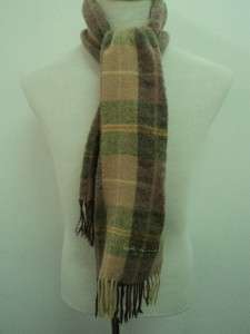 LANCEL WOOL CHECKED BROWN SCARF SC177  