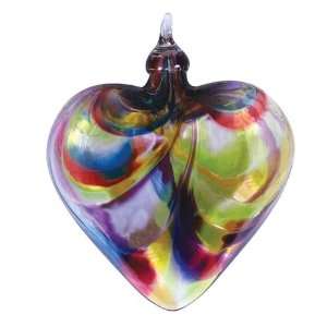  Glass Eye Studio Hand Blown Rainbow Swirl Glass Heart 
