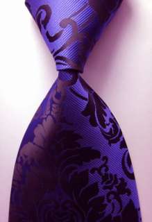 Purple Floral 100%Silk Woven Classic Mans Tie Necktie  