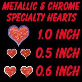 Red Metallic Glitter Silver Chrome Hearts 5 Decal Set  