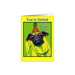  Sixteenth Birthday Party Invitation   Pug Dog Card Toys 
