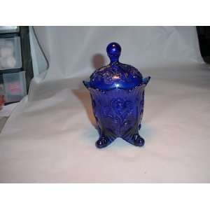  Cobalt Blue Glass Candy Dish with Lid 