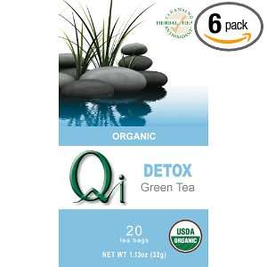 Qi Organic Detox Green Tea, 20 Tea Bags, 1.13 Ounce (Pack of 6 