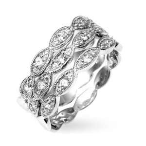 Tiffany Inspired Sterling Silver CZ Swing Three Row Eternity Band Ring 