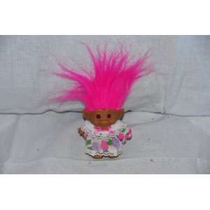   Troll Pink Hair Flowered Dress 6 to Tip of Hair 3 Doll Everything