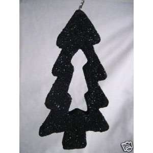  3 BLACK glitter Tree silver simple Christmas Ornament 