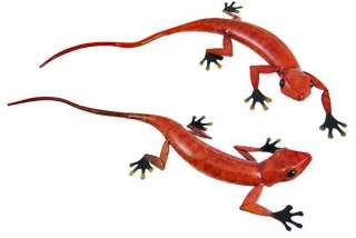 Pair Of Life Like Red/Black Gecko Lizard Wall Hangings  