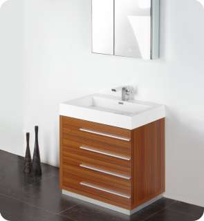 Fresca Livello 30 Teak Modern Bathroom Vanity with Medicine Cabinet 