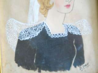 Small painting Dutch Girl Lace Bonnet & Collar  