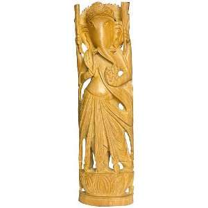  Lord Ganesha Wood Carving Statues (woodganesh011)
