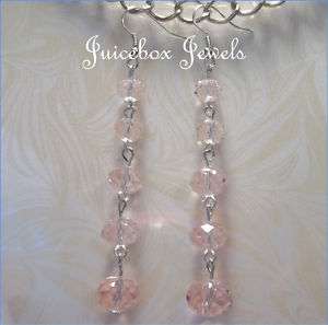 Pink Crystal Sparkle 3 Dangle Clubwear Earrings(B497)  