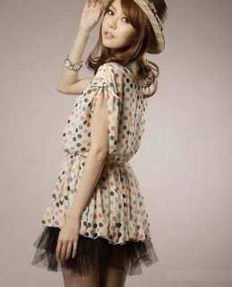 Korea fashion Colour dots chiffon mini dresses CML9223  
