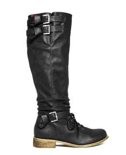MUST HAVE ITEM] Rebel Women Black Leather Lace Up Vamp Tall Buckle 