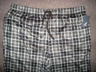   MEDIUM Sueded Fleece Pajama Pants Sleepwear BLACK GRAY PLAID  