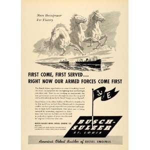  1942 Ad Busch Sulzer Bros. Diesel Engine Co Ship Horses 