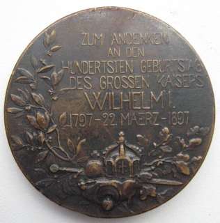 1897 Germany Commemorative Medal WILHELM I Birth Day  