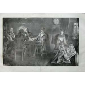  1900 Sherie Fine Art Men Card Table Game Lady Woman