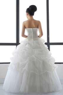 HOT Ruched Beads Embellished Strapless Wedding Dress  