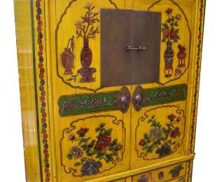 Vintage Chinese Yellow Lacquer Armoire / Closet s763s  