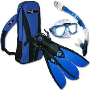   Total Dry Snorkel, and Split Fin Adult Set with Bag