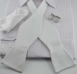   stripes new mens handmade Woven Silk Bowtie set hanky cufflinks Y098