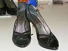 Isabella Fiore Black Leather Peeptoe pumps Size 8 Med. Excllnt Cond.