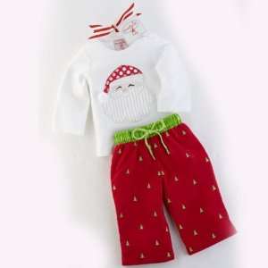   Baby Santa Long Sleved Tee and Tree Corduroys Outfit 