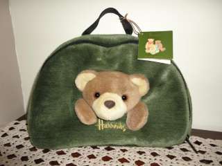 Harrods Knightsbridge Dungaree Bear Stuffed Plush Purse / Carrying 