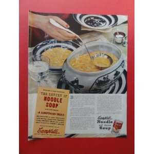  Campbells Noodle Soup, 1938 Print Ad. (Bowl of Soup 