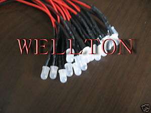 50 X 5MM White DIFFUSED PRE WIRED LED 12V DC 20cm DIY  