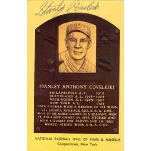  Stanley Coveleski Autographed Baseball HOF Plaque Sports 