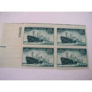   Block of 4, $.03 Cent US Postage Stamps, Merchant Marine, 1946, S#939