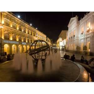  Fountain at Night in Largo Do Senado Square in Central 