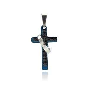 Stainless Steel Pendant Blue Cross Pendant With Ring Measurement 37 