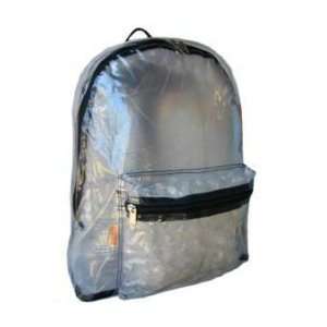  SEE THROUGH CLEAR PVC BACKPACK   BLACK (Size 17X13X5.5 