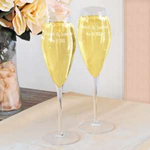 Set of 2 Luigi Bormioli Crystal Champagne Flutes, Personalized Wedding 