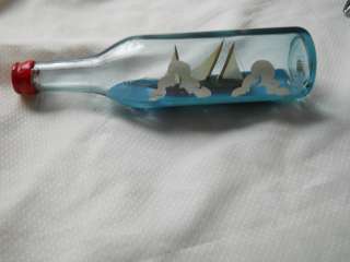   in a Bottle Sailboat Large Sails Boat Wood Boat String Lines bright