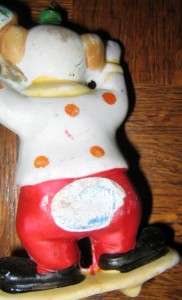 Vintage Hand Painted Clown 4 Bisque Ornament  