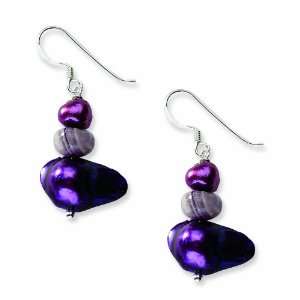  Sterling Silver Charoite and Purple Cultured Freshwater 