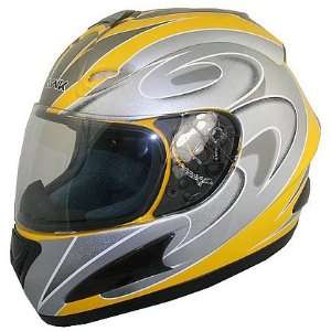  Hawk DOT Yellow and Silver Graphic Full Face Helmet 