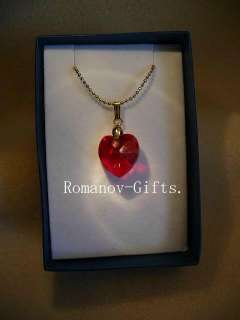 Russian Heart Crystal gemcut Ruby Pendant Necklace  