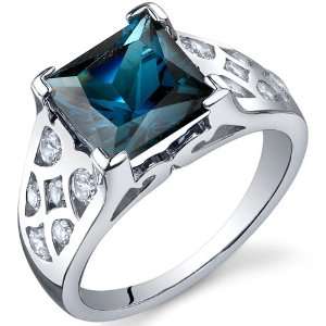  V Prong Princess Cut 2.75 carats London Blue Topaz CZ Ring 