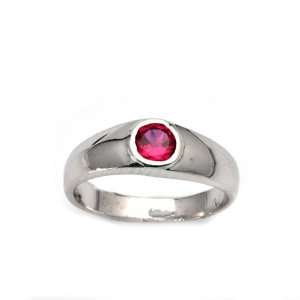   Sterling Silver Baby Ring with Ruby CZ   Sizes 1 4 Jewelry