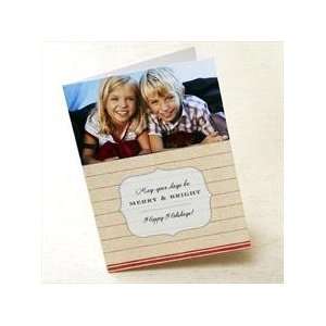  Merry & Bright Linen Stripes Folded Holiday Photo Card 