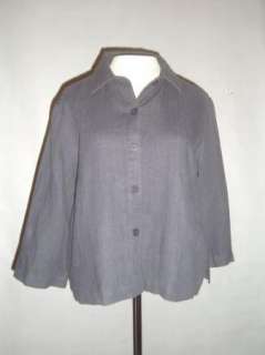 Womens Eileen Fisher Charcoal Grey Jacket Top Shirt Sz S Gray Linen 